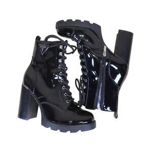 GUESS Neadyn Ankle Boots Women’s 9M Black Platform Chunky Heel Lace Up Goth